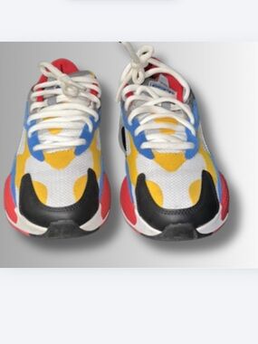 Puma RS-X3 Puzzle Athletic Sneakers - White, Yellow & Blue